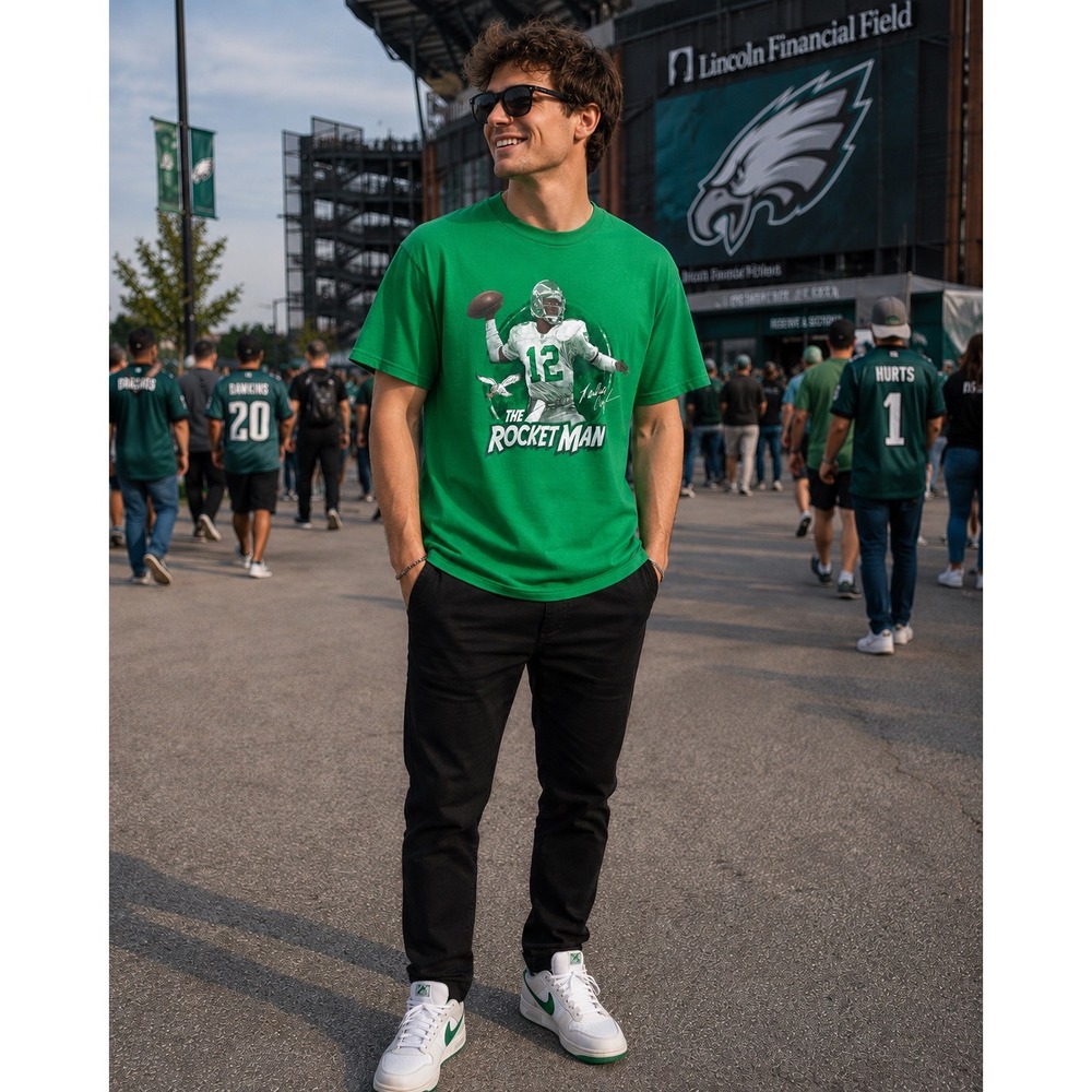 NFL Pro Line Randall Cunningham Rocket Man T-Shirt Kelly Green Mens‎ Small